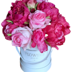 Flower box piwonie i róże różowe S