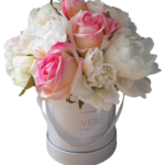 Flower box piwonie i róże naturalne w dotyku S