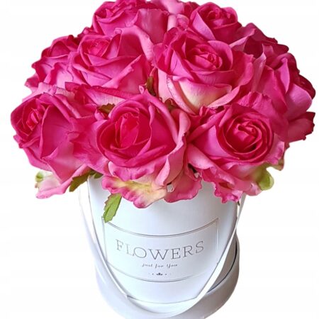 Flower box róże różowe fuksja 12