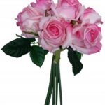 Bukiet 7 róż różowych naturalnych w dotyku