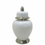 Ginger amfora biała srebrna M