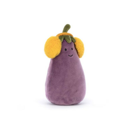 Jellycat maskotka pluszowy bakłażan w nausznikach 16cm