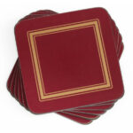 Pimpernel podkładki małe na stół pod kubek bordowe złote 6szt.