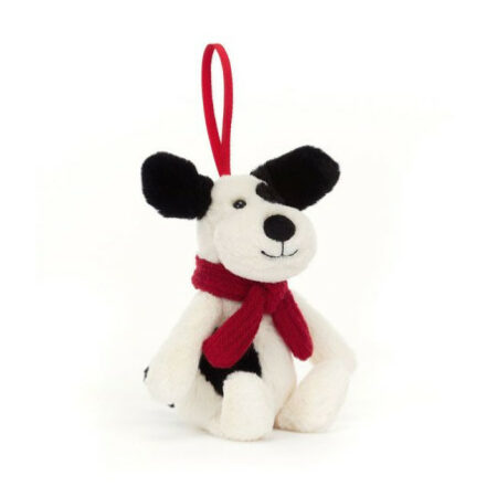 Jellycat maskotka zawieszka łaciaty piesek w czerwonym szaliku 13cm