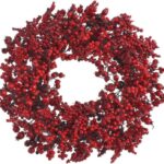 Świąteczny wianek wieniec ozdobny z czerwonych owoców głogu 55cm