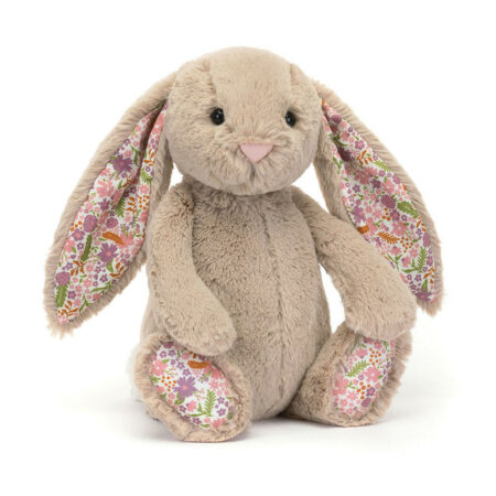 Jellycat maskotka króliczek królik beżowy z kwiecistymi uszami "Petal" 18cm