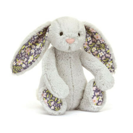 Jellycat maskotka króliczek królik z kwiecistymi uszami srebrny "Bloom" 18cm