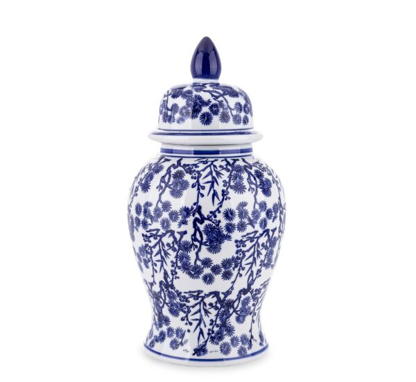 Amfora ceramiczna waza ozdobna granatowo-biała 37cm