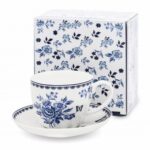 Filiżanka ceramiczna ze spodkiem niebieskie kwiaty