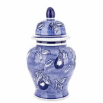 Amfora ceramicz waza ozdobna niebieska owoce 28cm