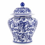 Amfora ceramiczna waza ozdobna granatowo-biała 39cm