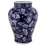 Wazon ceramiczny granatowe niebieskie kwiaty 33cm