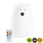 Rabbit & Friends lampka nocna silikonowa na pilota miś biały
