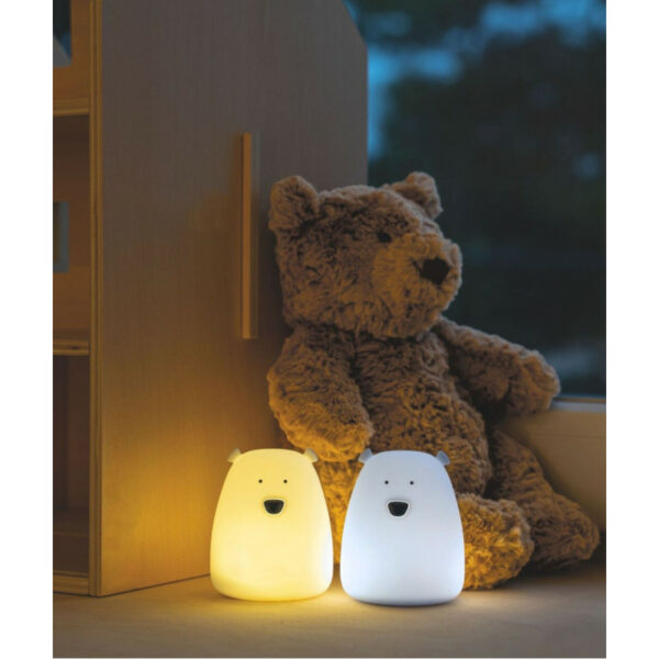 Rabbit & Friends lampka silikonowa mini miś biały niebieski 2szt. - obrazek 2