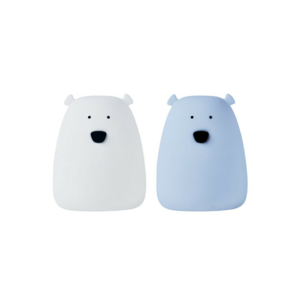 Rabbit & Friends lampka silikonowa mini miś biały niebieski 2szt.