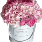 Flower box hortensje róże gumowe real touch M