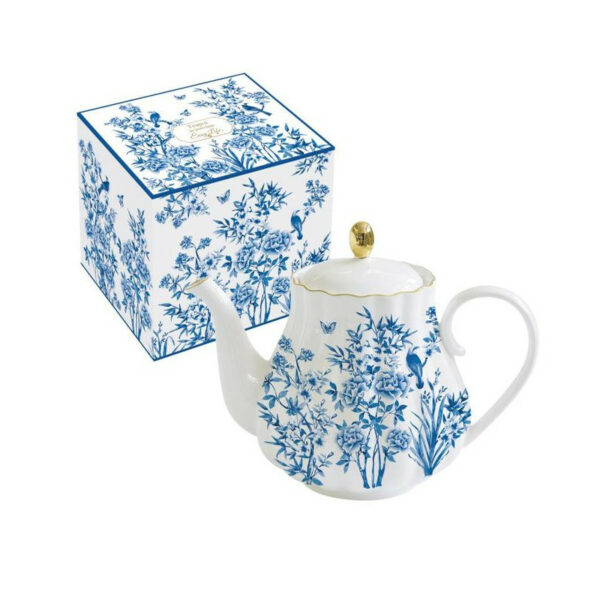 Easy Life porcelanowy dzbanek niebieskie kwiaty ptaki w ozdobnym pudełku