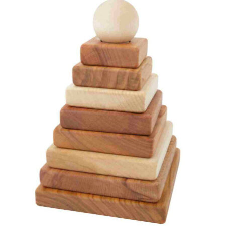Wooden Story drewniana piramida do układania kwadratowa