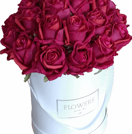 Flower box róże fuksja czerwone 26 róż L