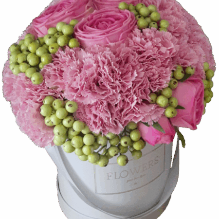 Flower box róże gumowe i goździki M