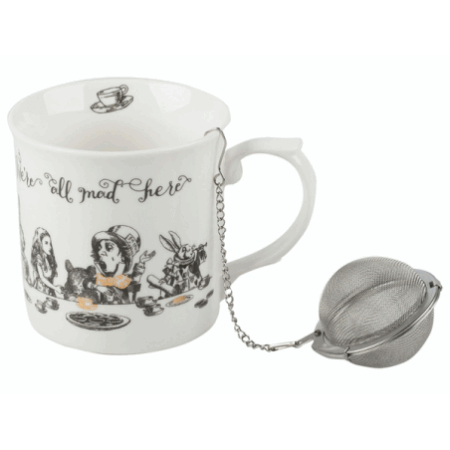 Kitchen Craft kubek z zaparzaczem porcelanowy Alicja w Krainie Czarów