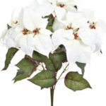 Poinsecja biała welurowe kwiaty duży bukiet 62cm