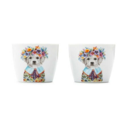 Mikasa kieliszki porcelanowe na jajka pies labrador 2szt.