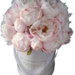 Flower box jasnoróżowe piwonie peonie M