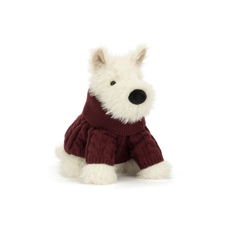 Jellycat piesek terrier kremowy w swetrze 25cm